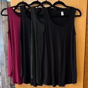 Lot Of 4 Old Navy High & Scoop Neck Luxe Swing Tank Tops - XS Tall